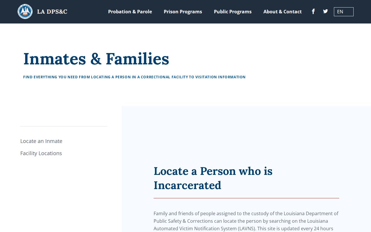 Louisiana DPS and C Grant Parish released inmate locator instructions