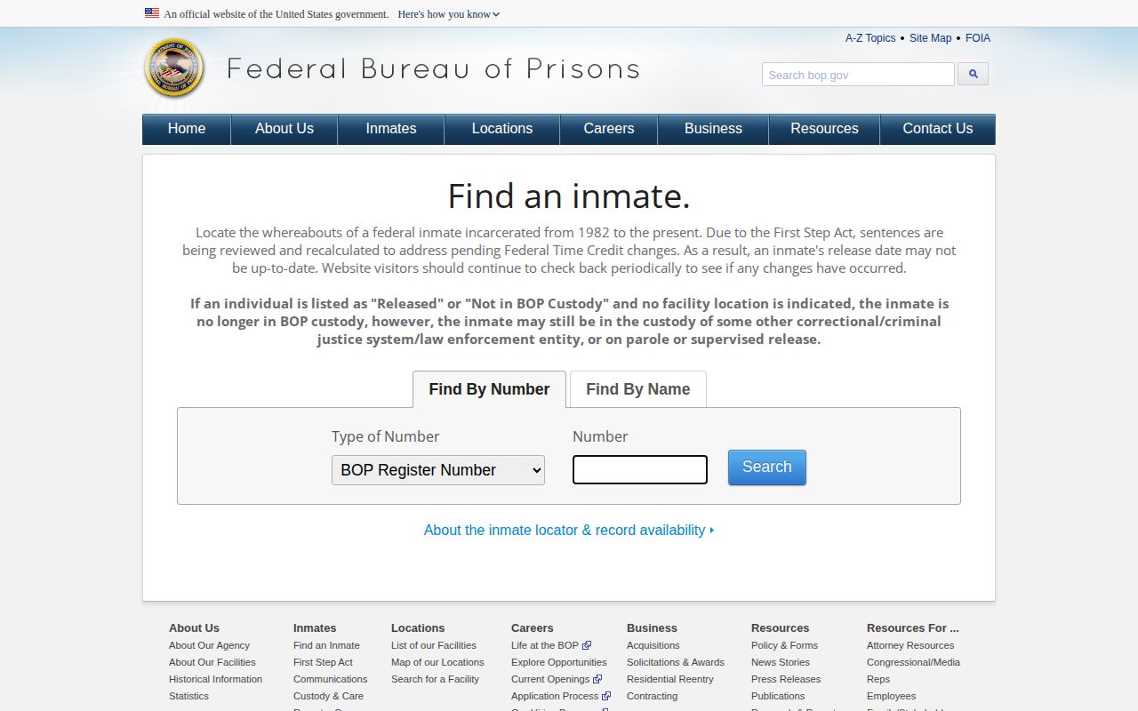 BOP Grant Parish federal released inmate search