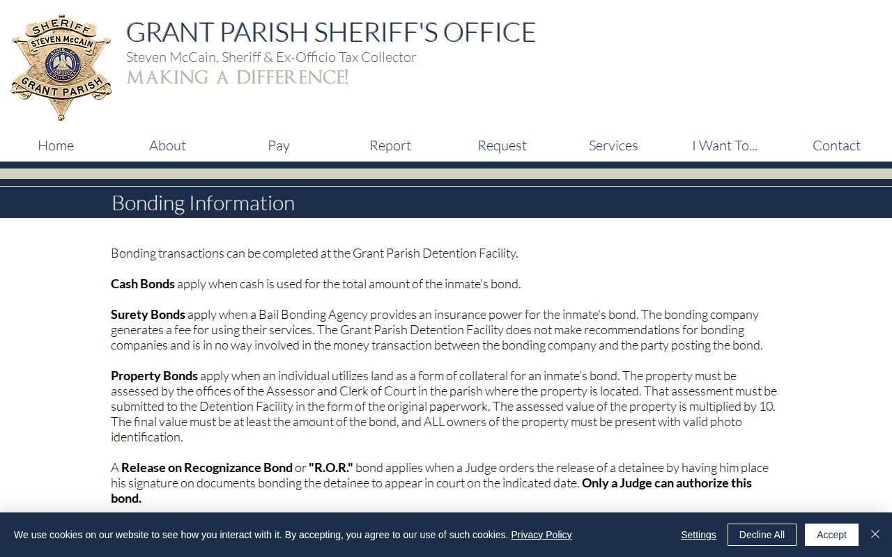 Grant Parish released inmate bond options